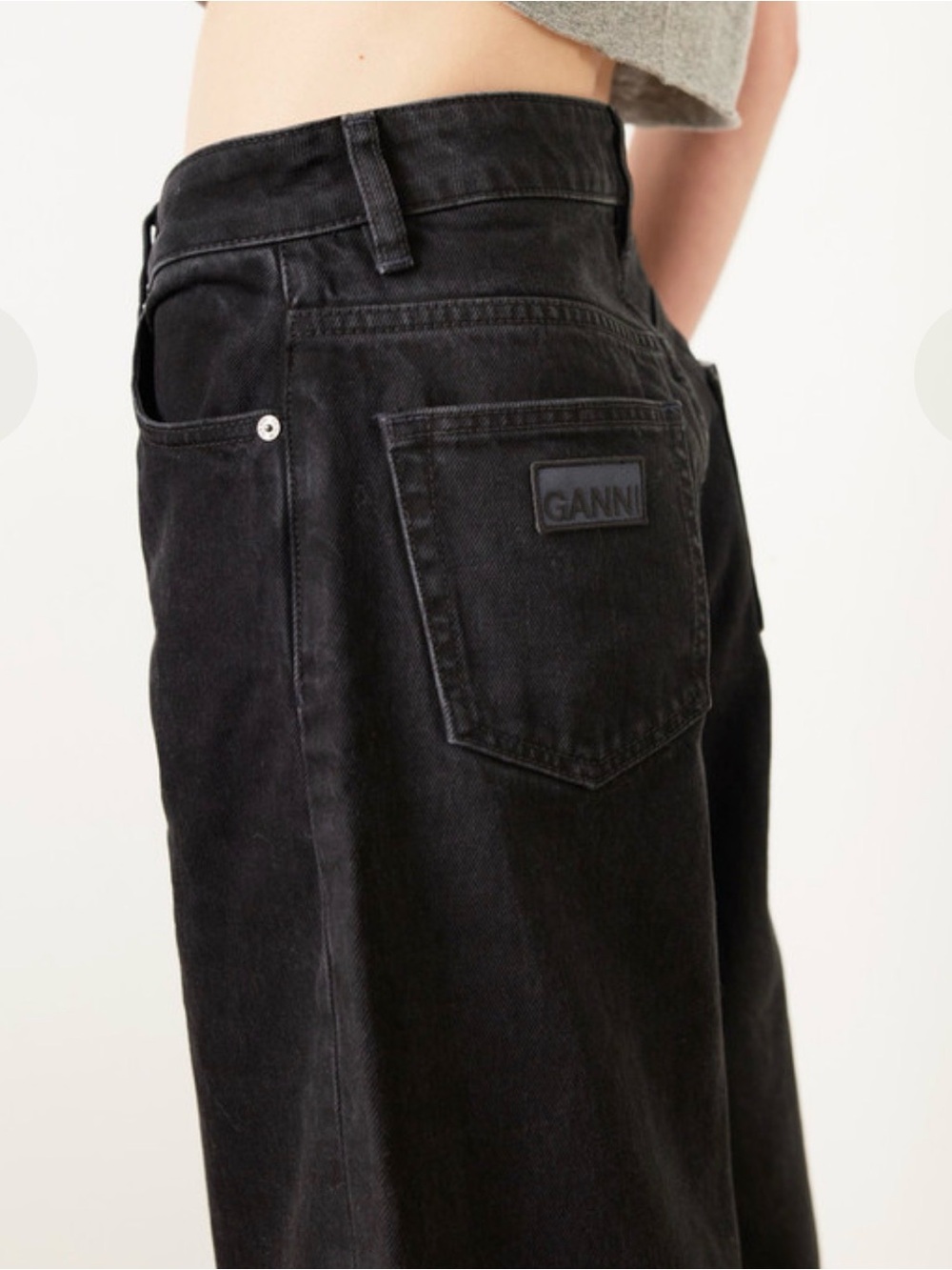 GANNI STARY DENIM PANTS-WASHED BLACK